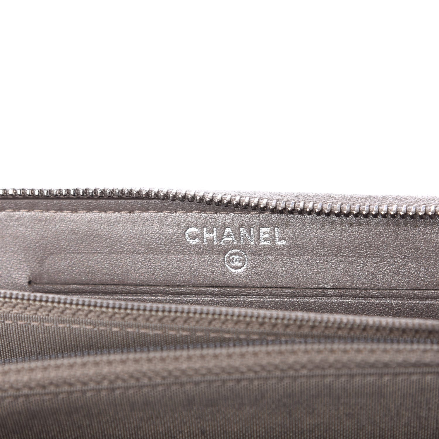 Chanel Calfskin Resin Stitched Small Zip Around Wallet Grey 6 of 8