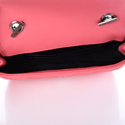 Saint Laurent Grained Calfskin Matelasse Chevron Classic Monogram Baby Chain Bag Coral Pink 5 of 6