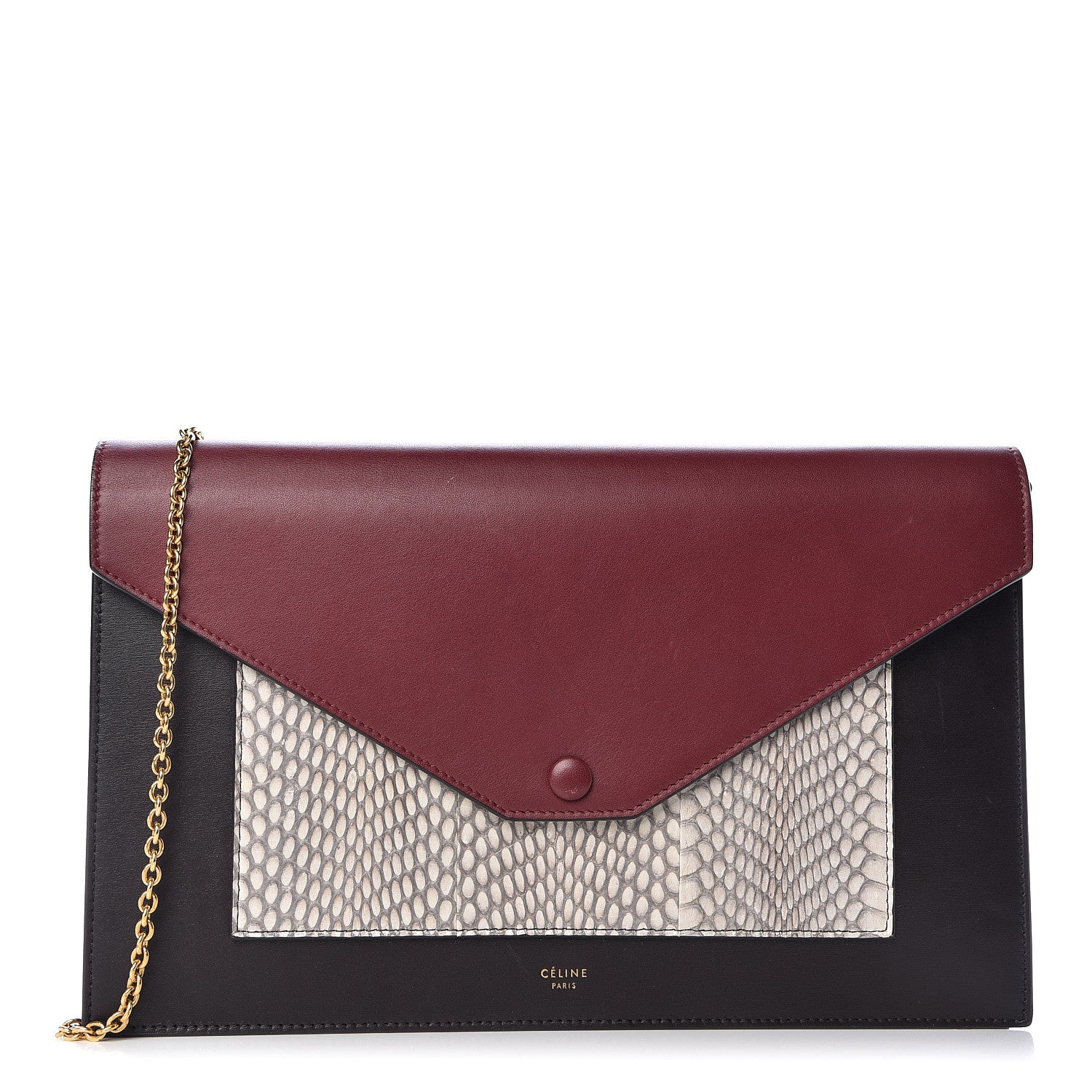 Celine Cobra Shiny Calfskin Clutch On A Chain 1 of 11