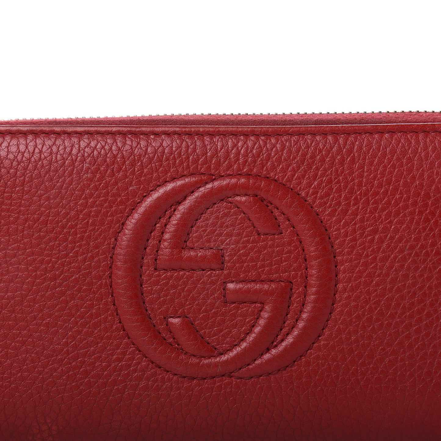 Pebbled Calfskin Soho Zip Around Wallet Red