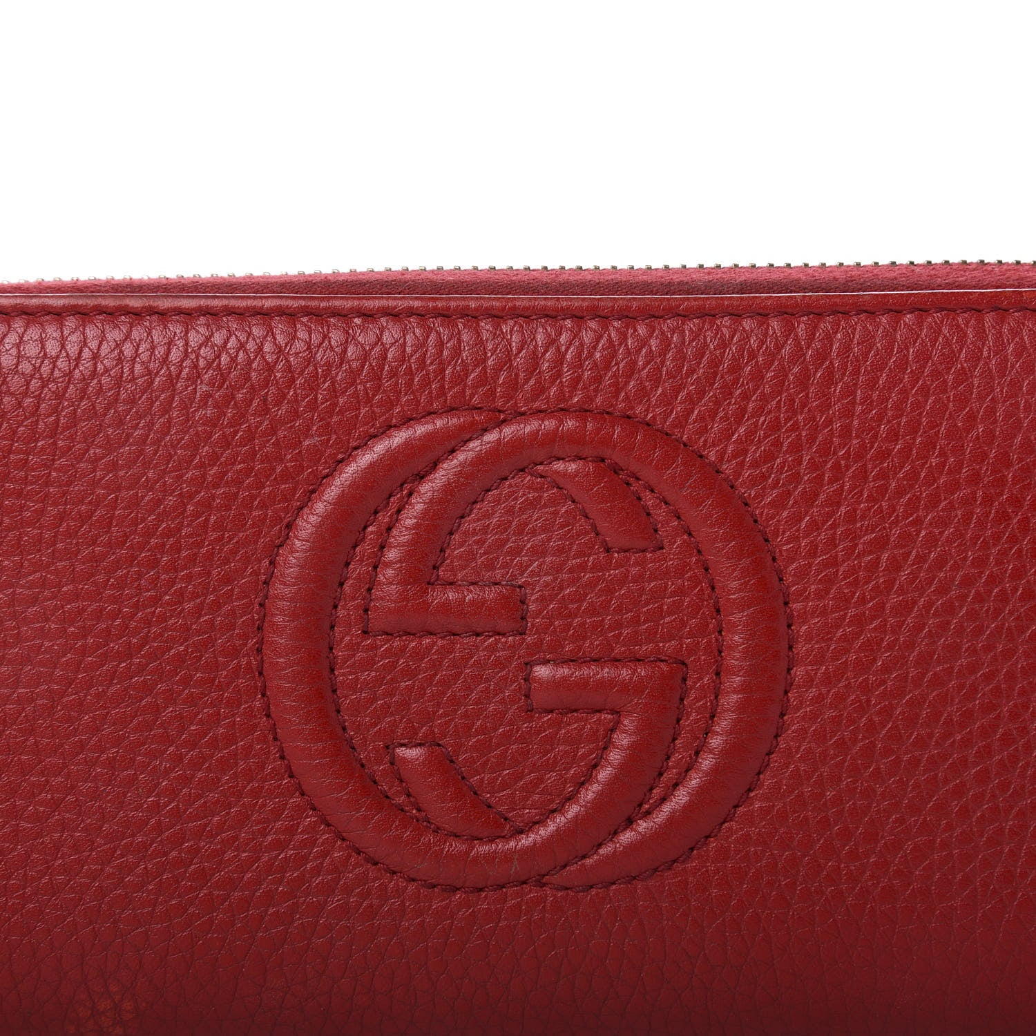 Gucci Pebbled Calfskin Soho Zip Around Wallet Red 7 of 10