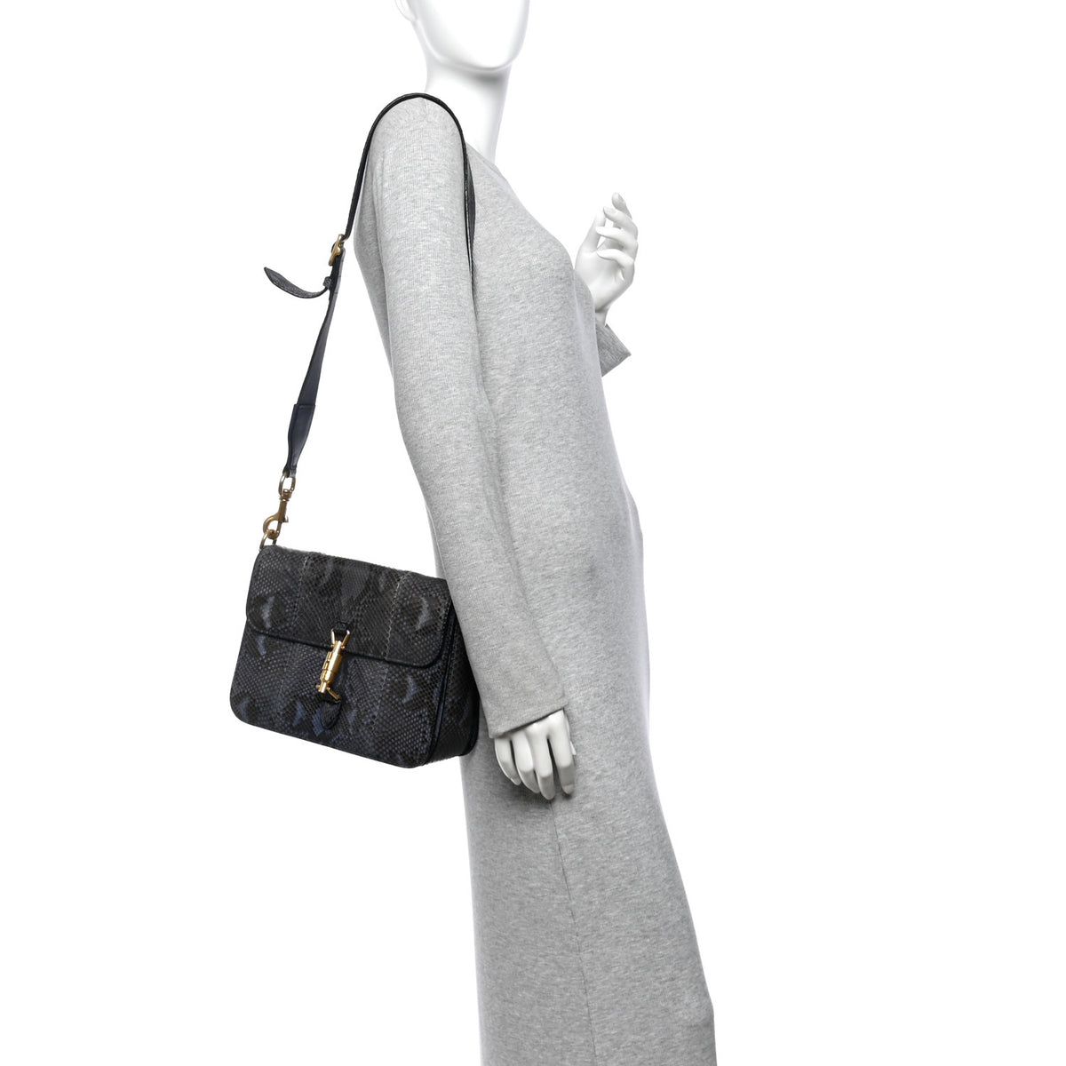 Snakeskin Small Jackie Shoulder Bag Blue