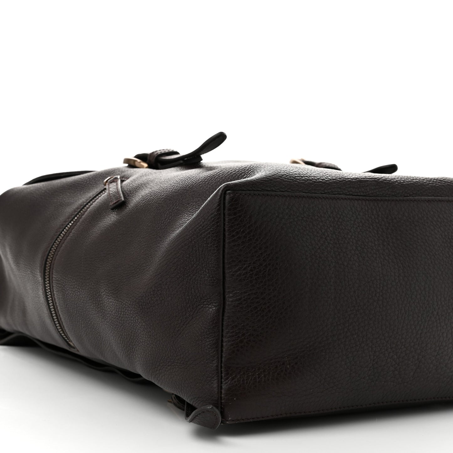 Calfskin Bamboo Drawstring Backpack Dark Brown