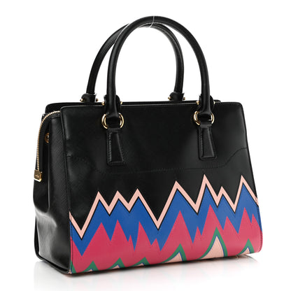 Salvatore Ferragamo Saffiano Zig Zag Beky Tote Black Multicolor 3 of 9