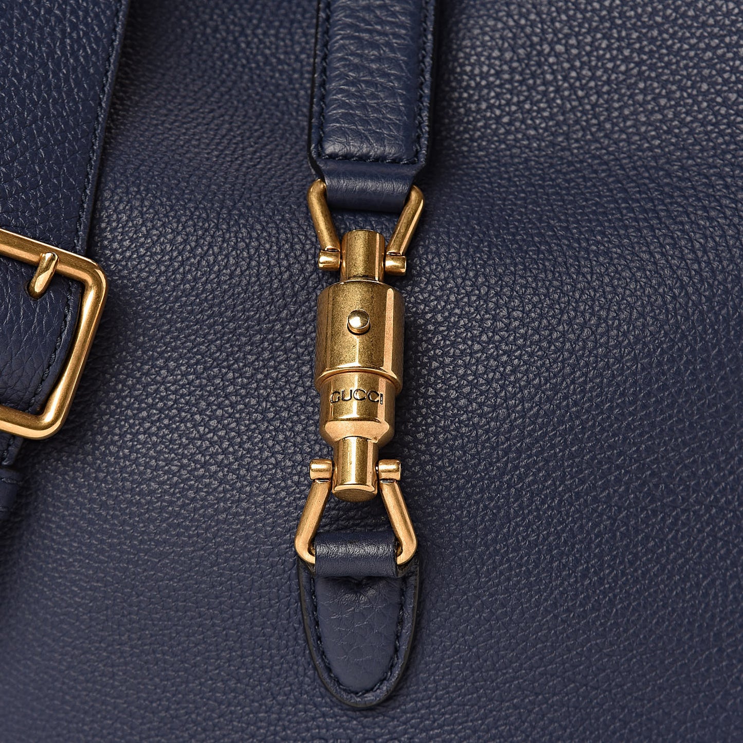 Soft Grained Calfskin Small Jackie Bucket Bag Classic Blue Marine