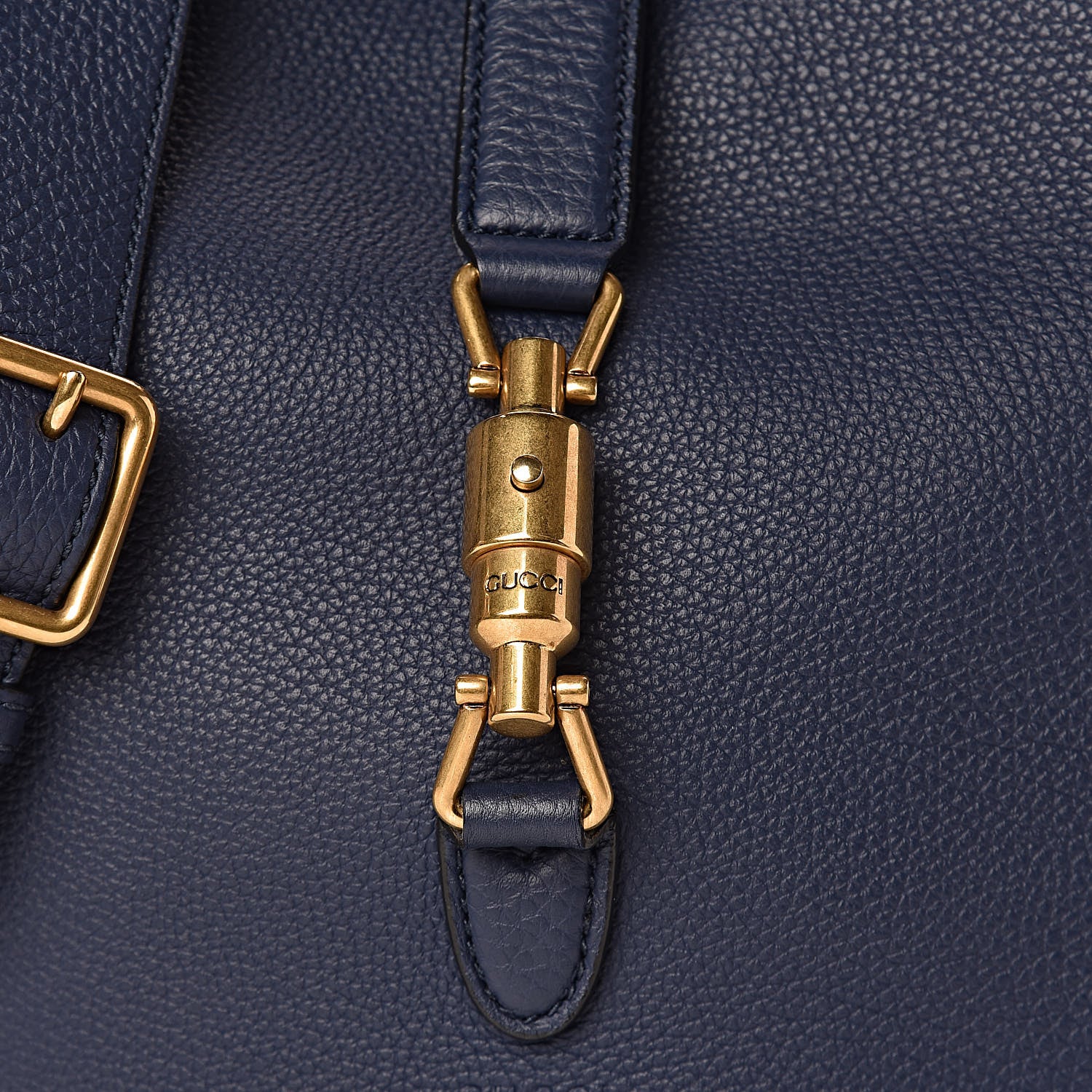 Gucci Soft Grained Calfskin Small Jackie Bucket Bag Classic Blue Marine 13 of 13