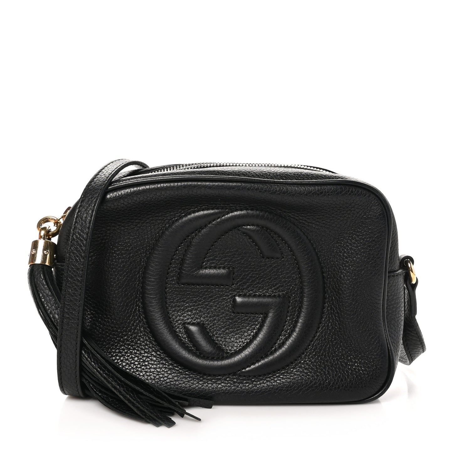 Pebbled Calfskin Small Soho Disco Bag Black