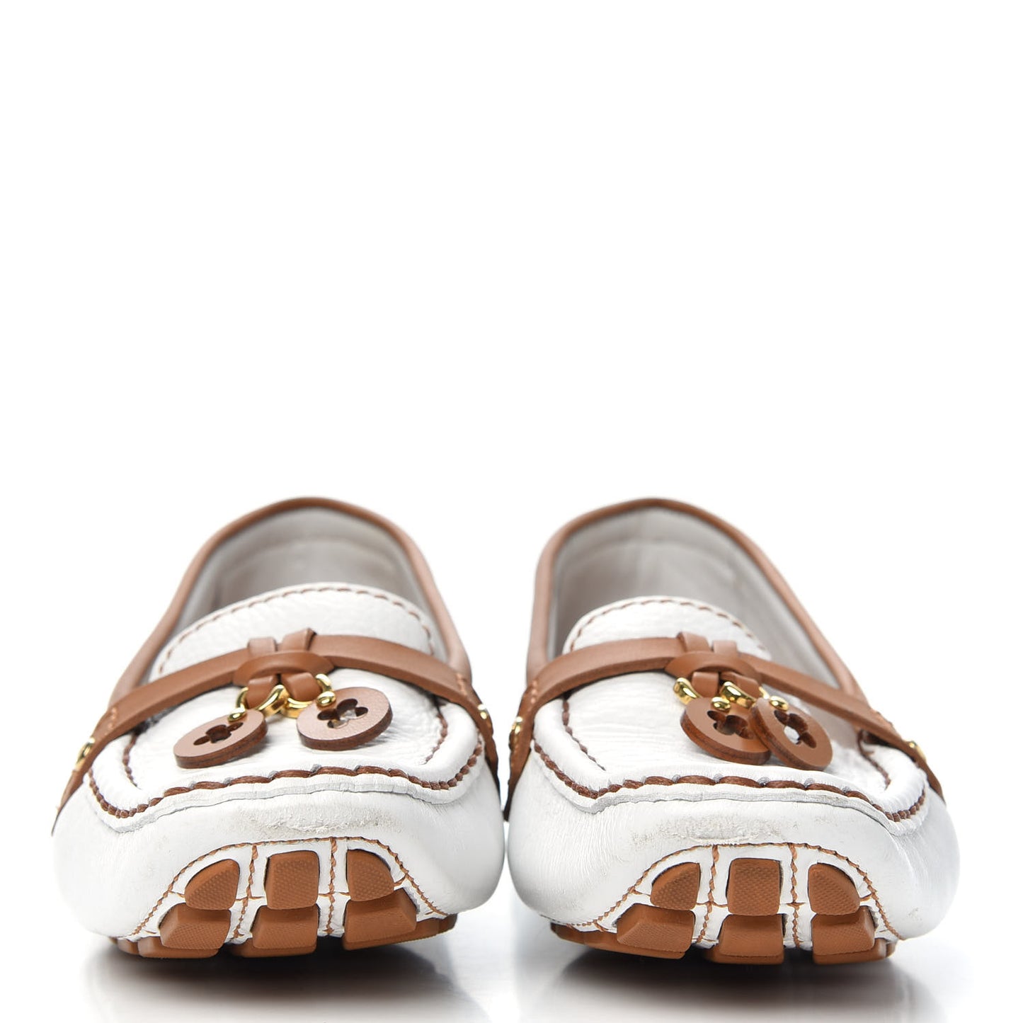 Calfskin Charm Moccasin Loafers 40 White