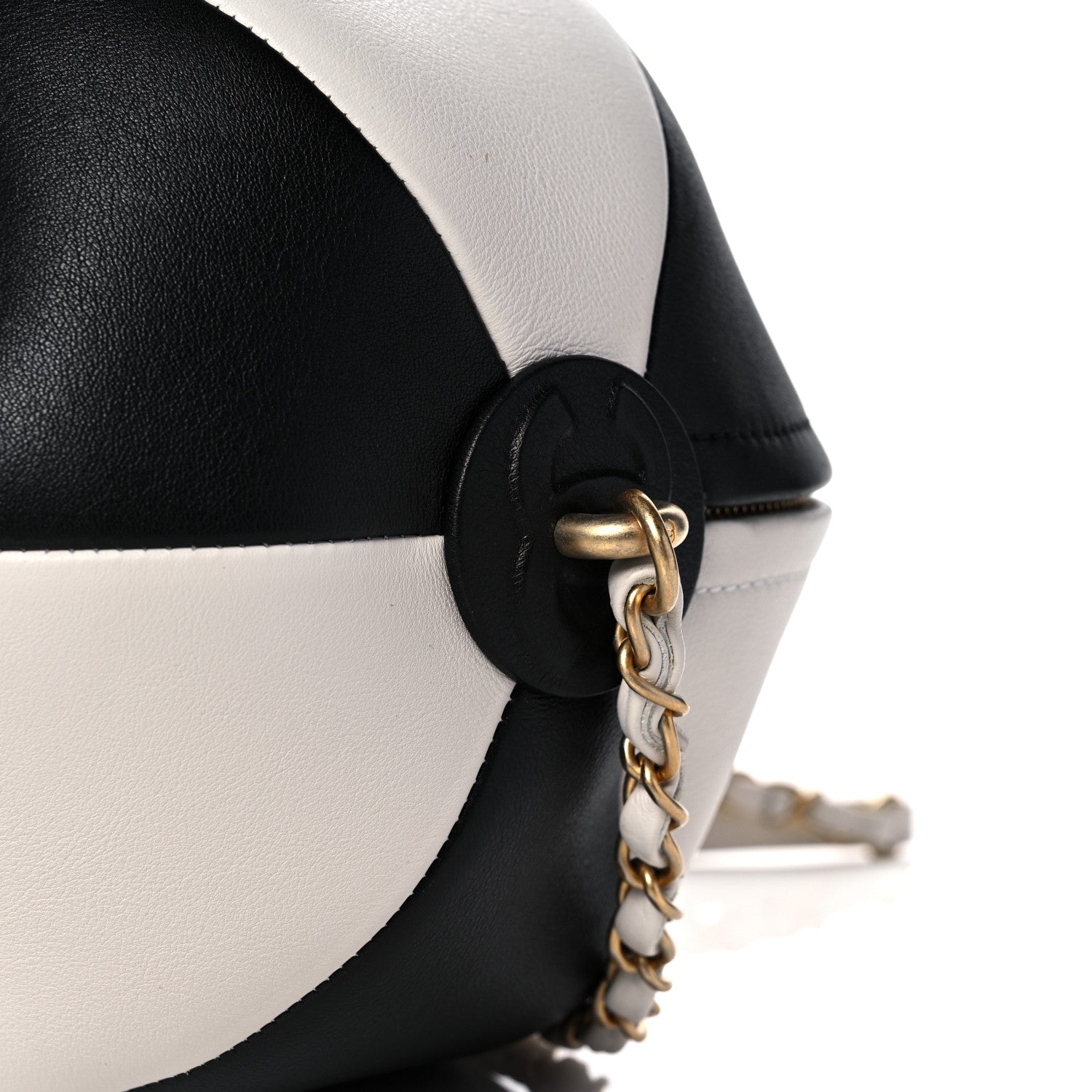 Chanel Calfskin Coco Beach Ball Bag White Black 9 of 9