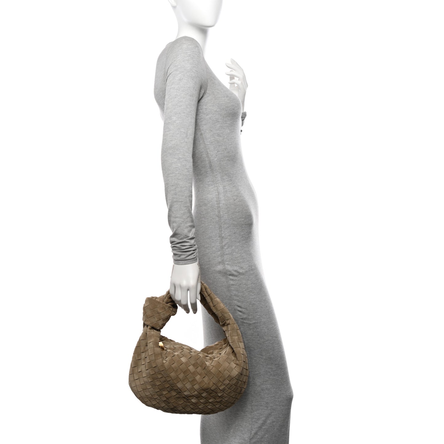 Suede Calfskin Intrecciato Teen Jodie Hobo Beige