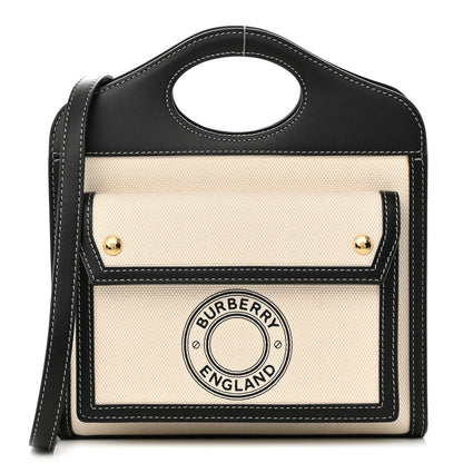 Burberry Canvas Smooth Calfskin Two Tone Mini Pocket Bag White Black 1 of 10