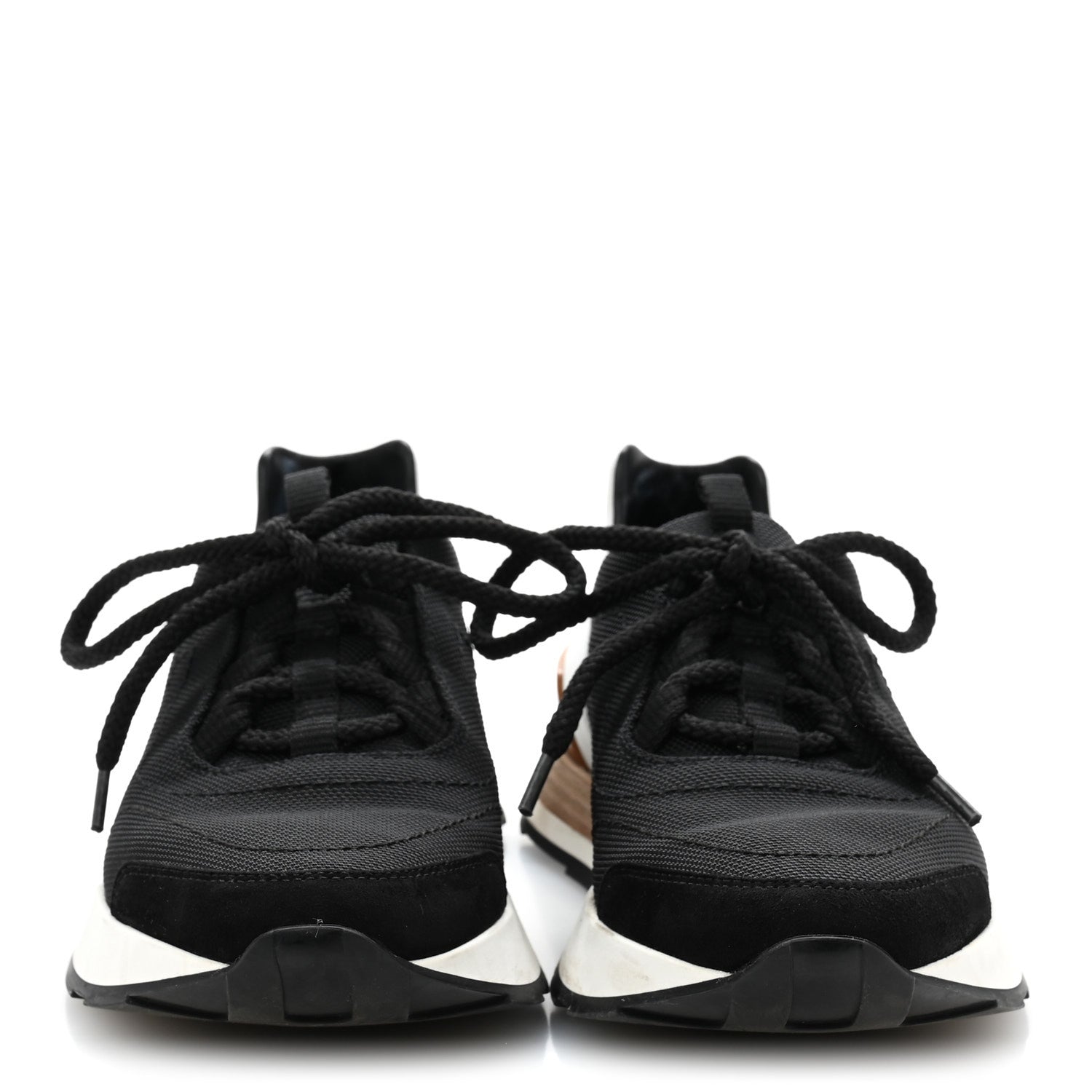 Hermes Technical Canvas Womens Miles Sneakers 35.5 Black White 3 of 12