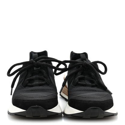 Hermes Technical Canvas Womens Miles Sneakers 35.5 Black White 3 of 12