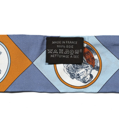 Hermes Silk Colliers Et Chiens Twilly Ciel Orange Gris Bleuete 3 of 4