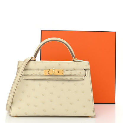 Hermes Ostrich Kelly Sellier Mini 20 Beton 11 of 11