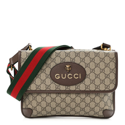 Gucci GG Supreme Monogram Web Neo Vintage Double Flap Messenger Bag Beige New Acero 1 of 12