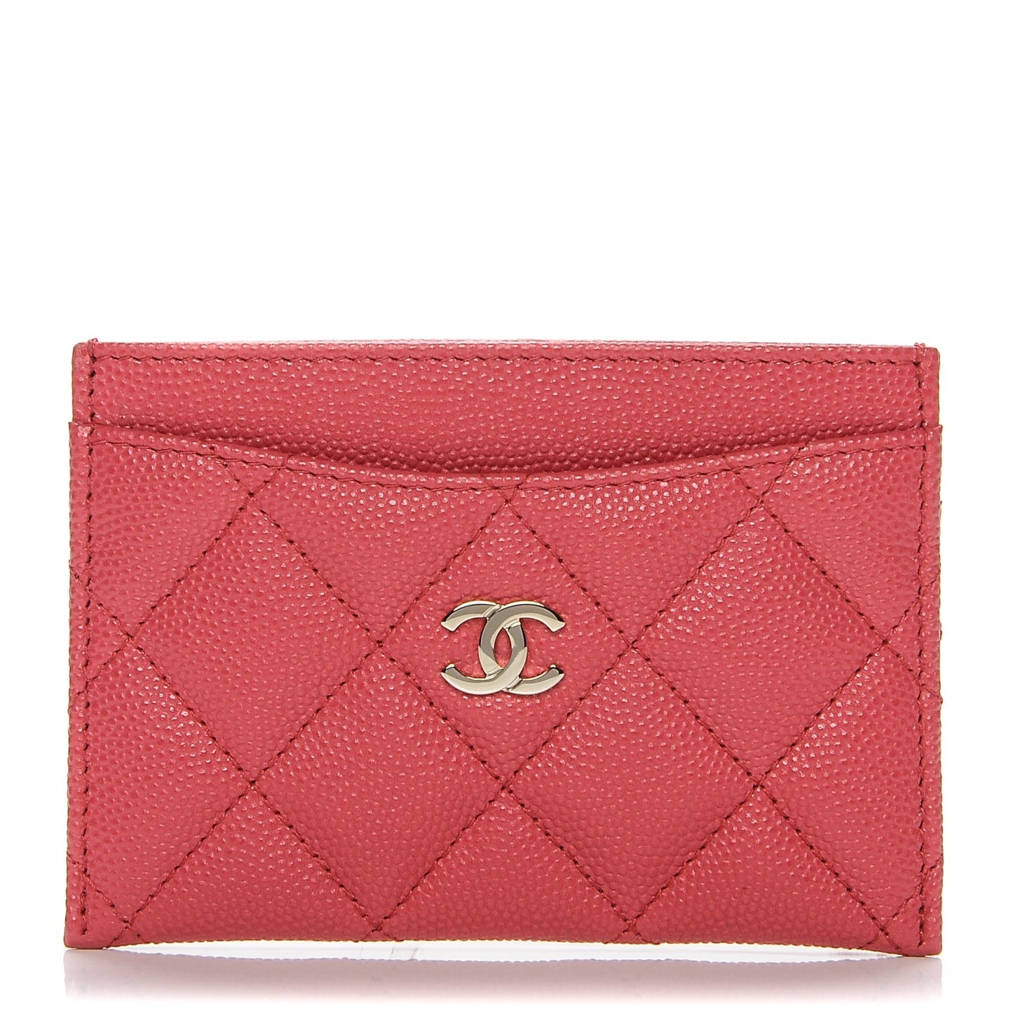 Caviar Quilted Card Holder Dark Pink