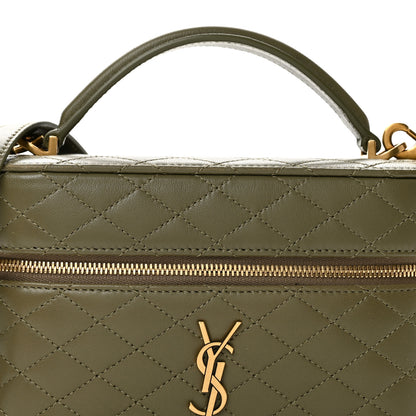 Saint Laurent Lambskin Quilted Mini Gaby Vanity Case Strong Moss 8 of 13
