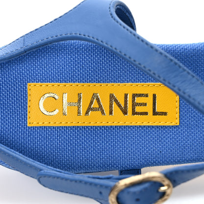 Chanel Lambskin CC Logo Thong Sandals 39 Blue 7 of 7