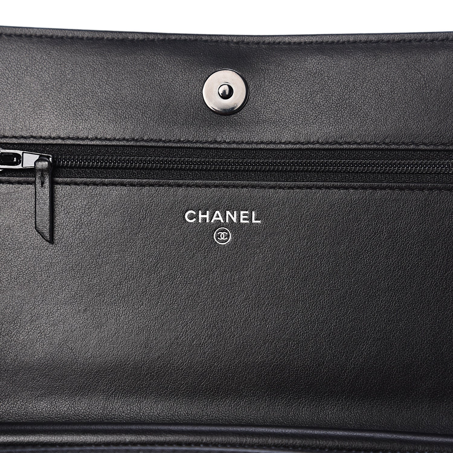 Chanel Aged Calfskin Chevron Quilted Gabrielle Wallet On Chain WOC Black 5 of 11