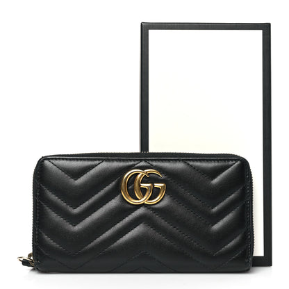 Gucci Calfskin Matelasse GG Marmont Zip Around Wallet Black 8 of 8