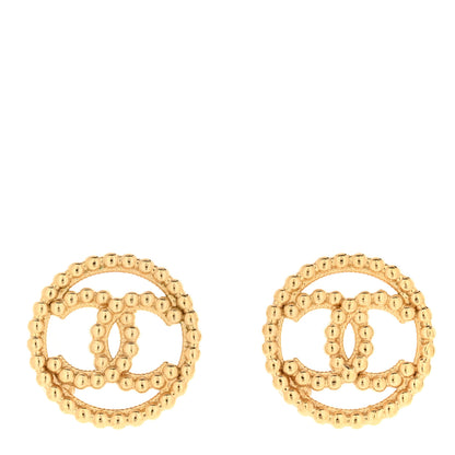 Chanel Metal Bead Round CC Stud Earrings Gold 1 of 4