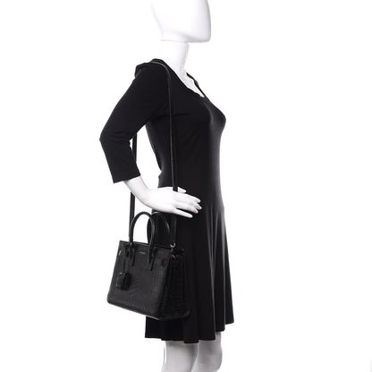 Saint Laurent Calfskin Crocodile Embossed Baby Sac De Jour Black 2 of 14