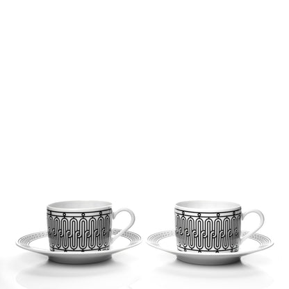 Hermes Porcelain H Deco Tea Cup And Saucer Set Of 2 2 of 9