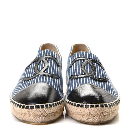 Chanel Denim CC Espadrilles 39 Blue White Black 2 of 9