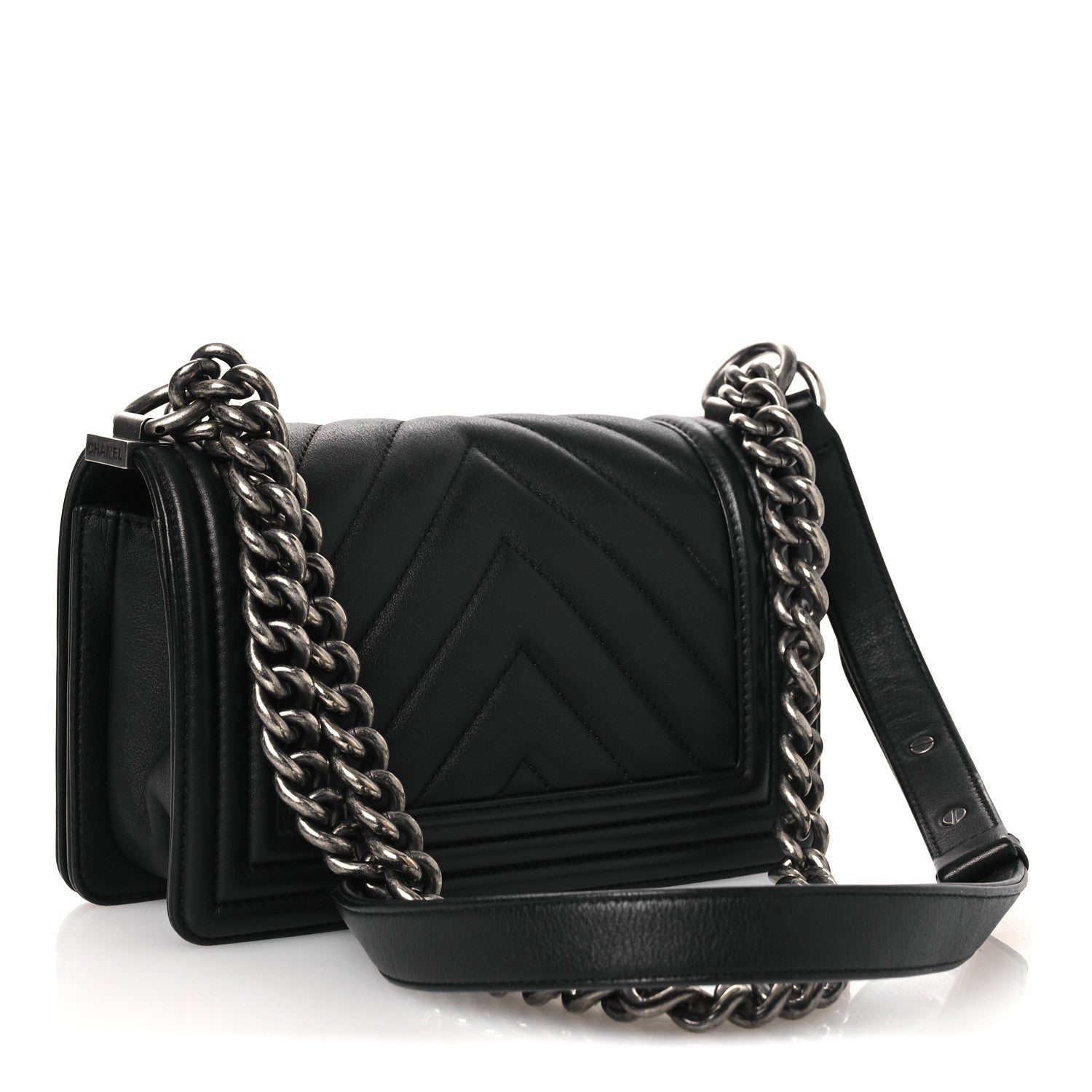 Chanel Lambskin Chevron Quilted Small Boy Flap Black 3 of 10