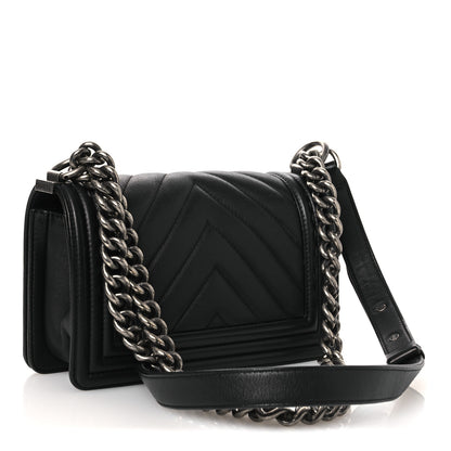 Chanel Lambskin Chevron Quilted Small Boy Flap Black 3 of 10