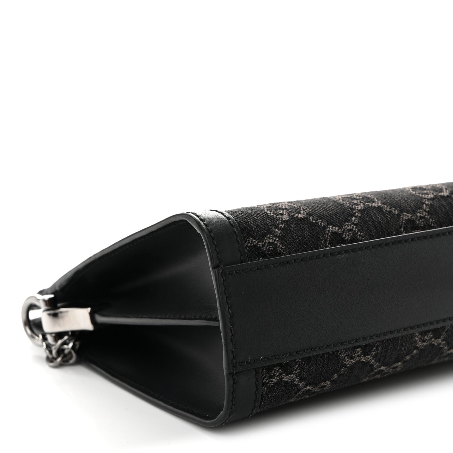 Jacquard Black Denim GG Monogram Chain Shoulder Bag Black Ivory