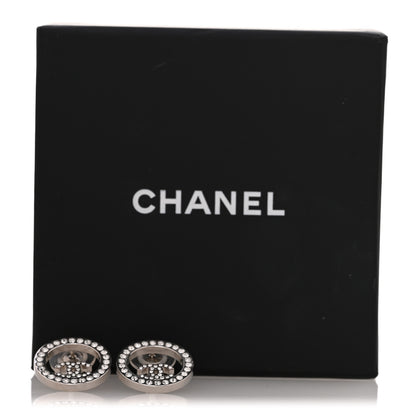 Chanel Crystal CC Round Earrings Silver 6 of 6
