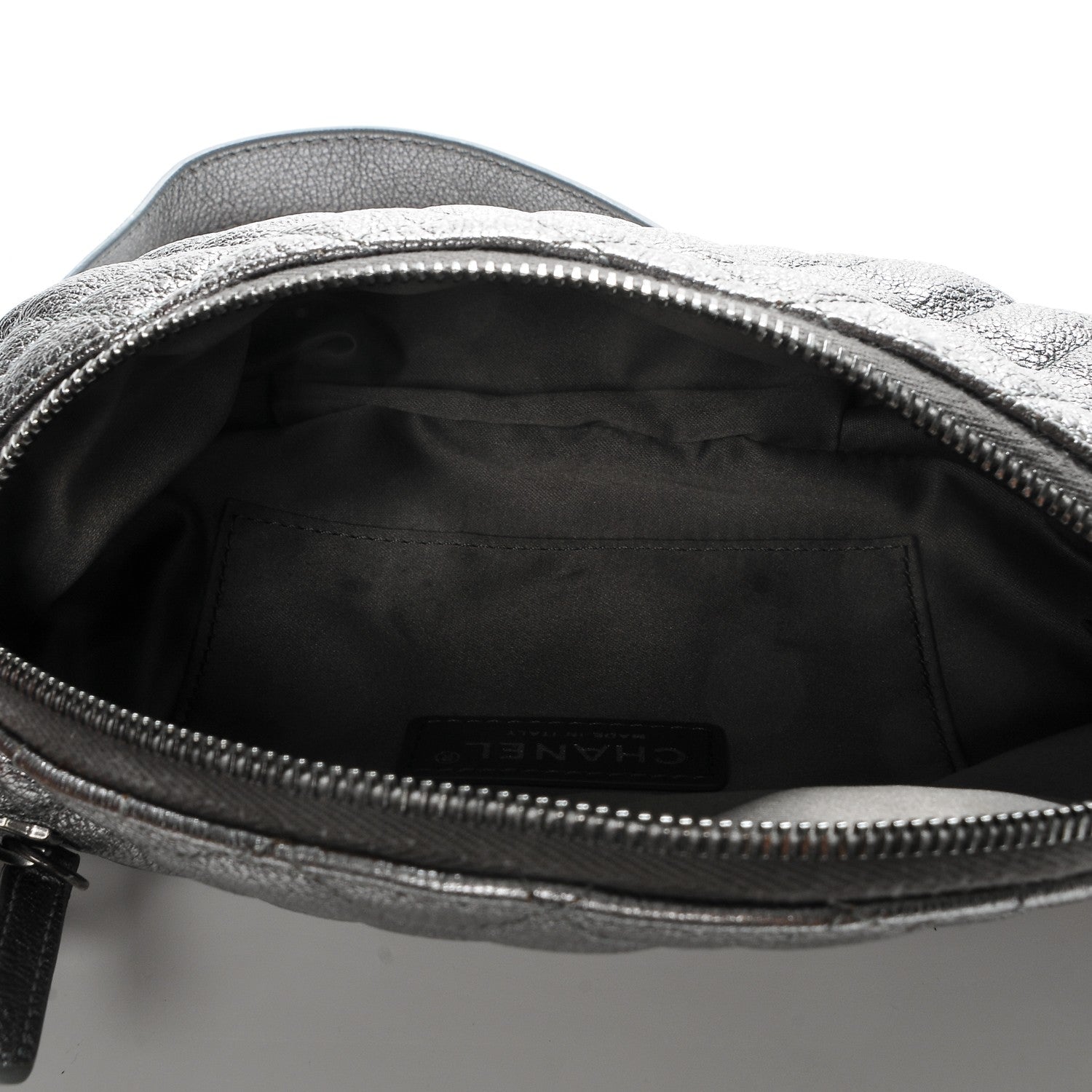 Chanel Metallic Goatskin Quilted Banane Waist Bag Fanny Pack Silver 4 of 6