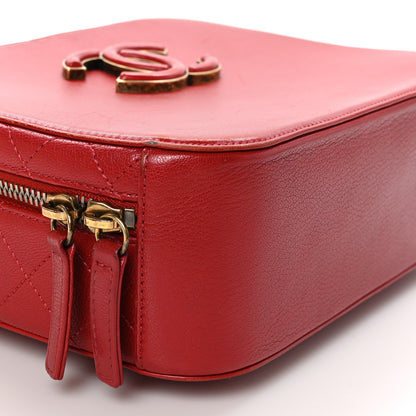 Chanel Shiny Calfskin Goatskin Quilted Small Coco Curve Vanity Red 9 of 11