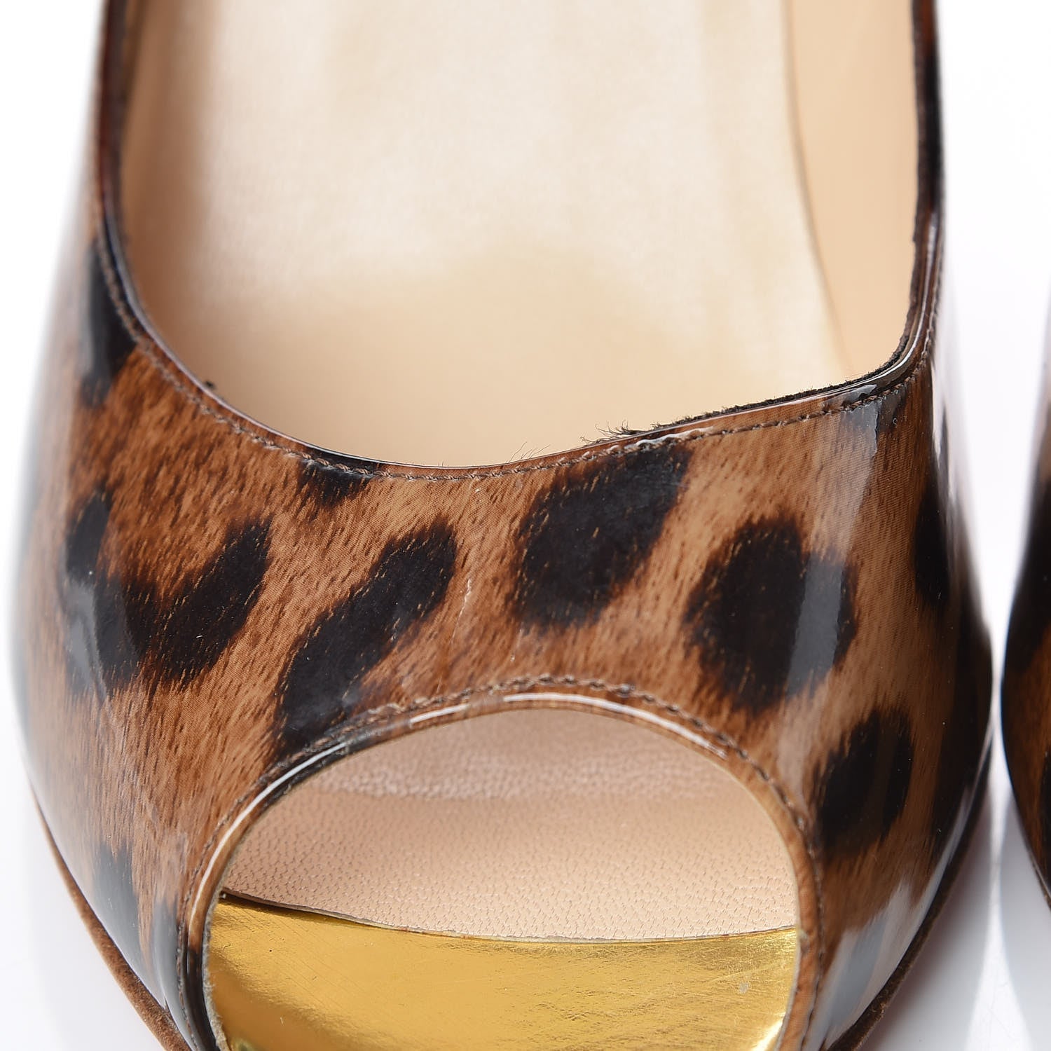 Christian Louboutin Patent Leopard Print Yoyospina 70 Peep Toe Pumps 38 10 of 15