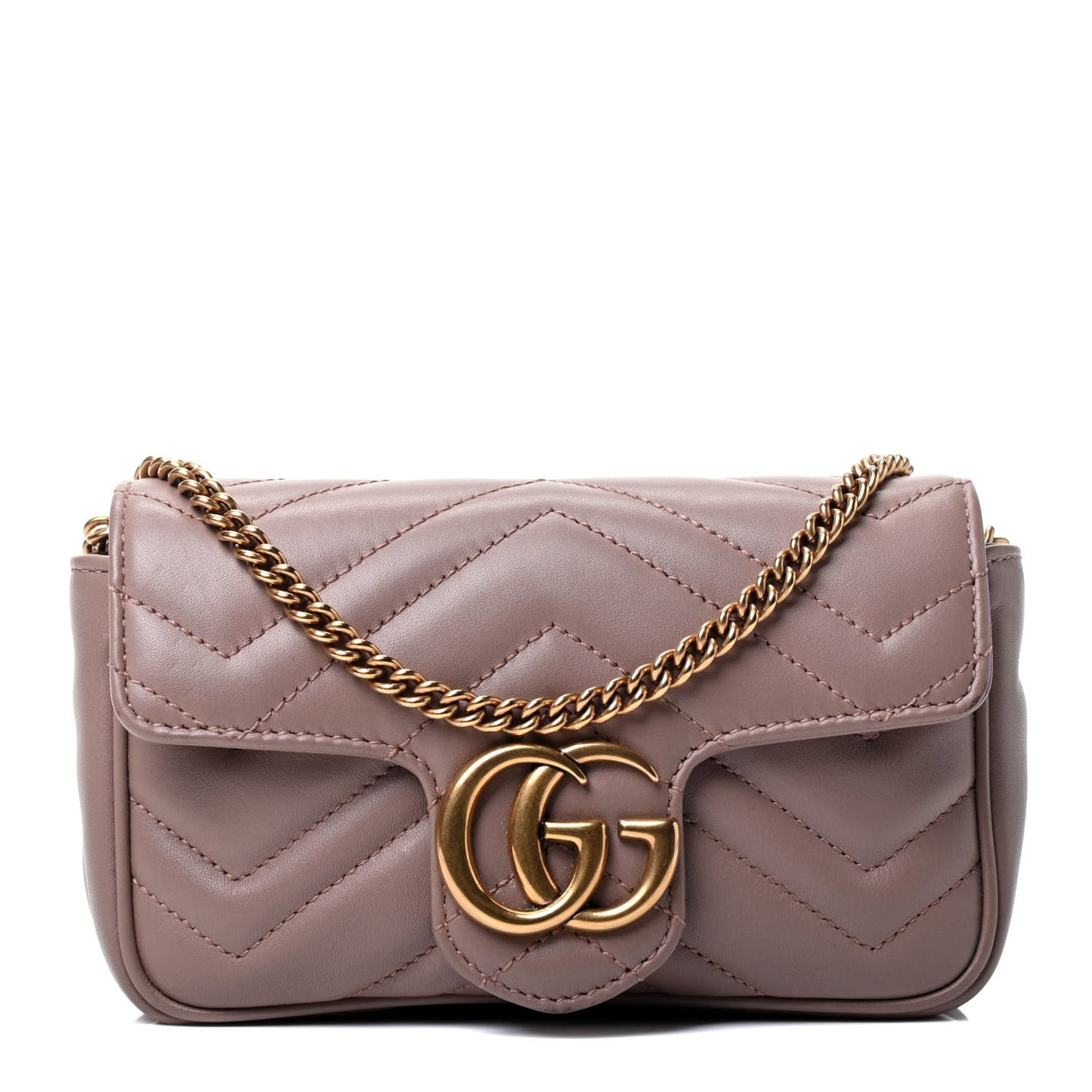 Calfskin Matelasse Super Mini GG Marmont Shoulder Bag Porcelain Rose