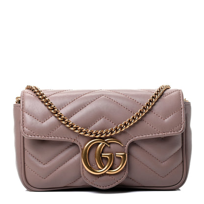 Gucci Calfskin Matelasse Super Mini GG Marmont Shoulder Bag Porcelain Rose 1 of 4