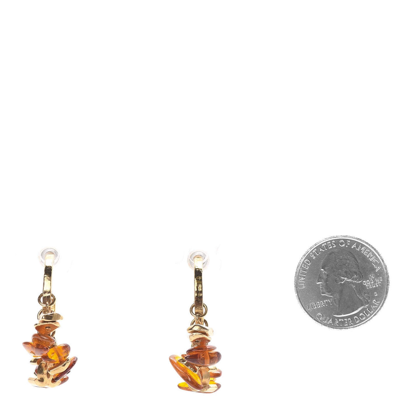 Brushed Metal Bead CC Hoop Earrings Gold