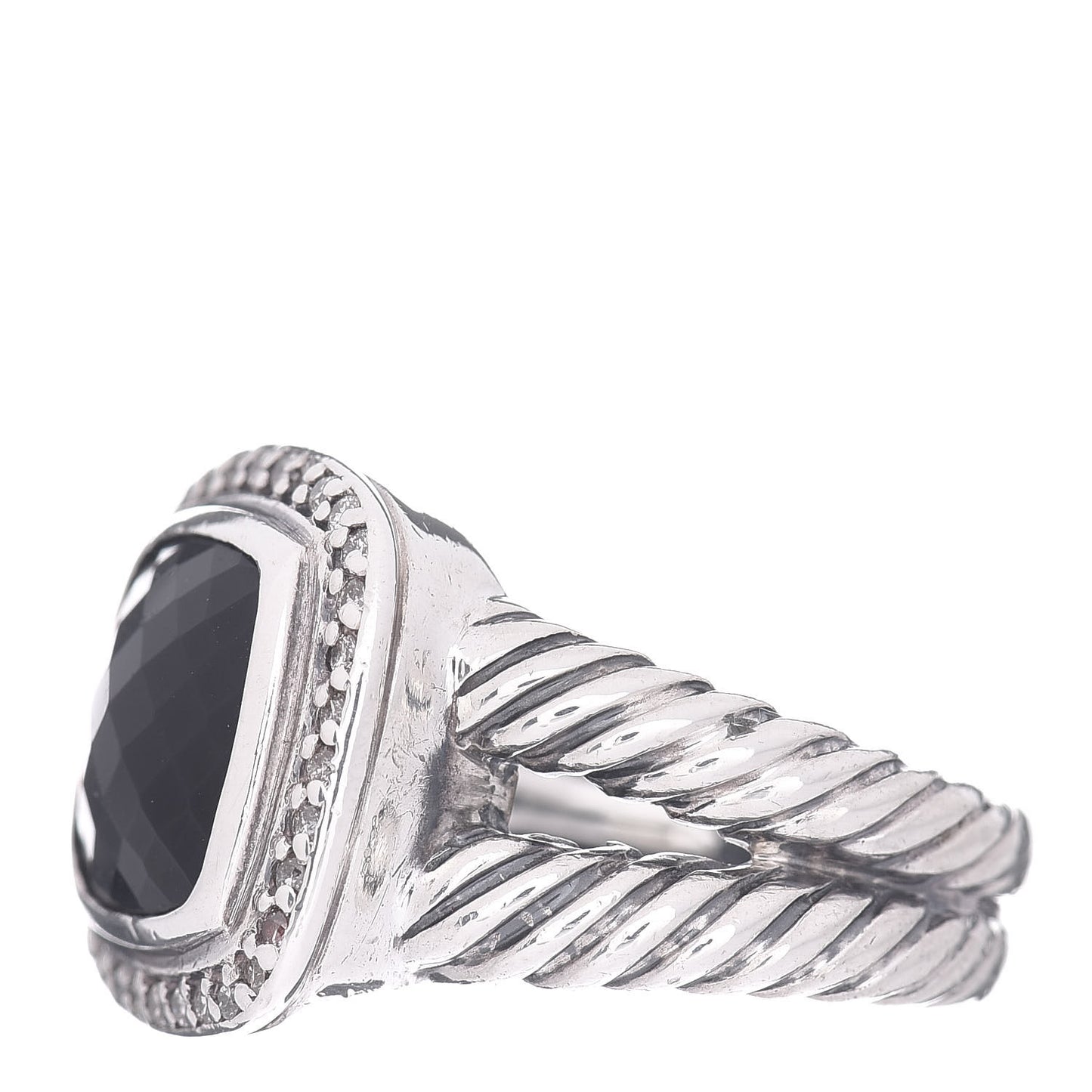 Sterling Silver Diamond Black Onyx 11mm Albion Ring 56 7.5