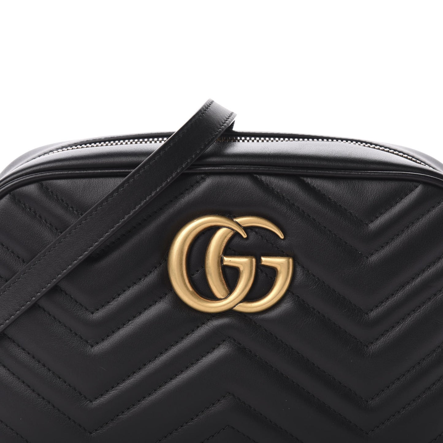 Calfskin Matelasse Small GG Marmont Chain Shoulder Bag Black