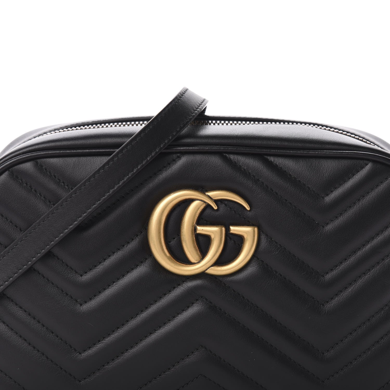 Gucci Calfskin Matelasse Small GG Marmont Chain Shoulder Bag Black 11 of 11