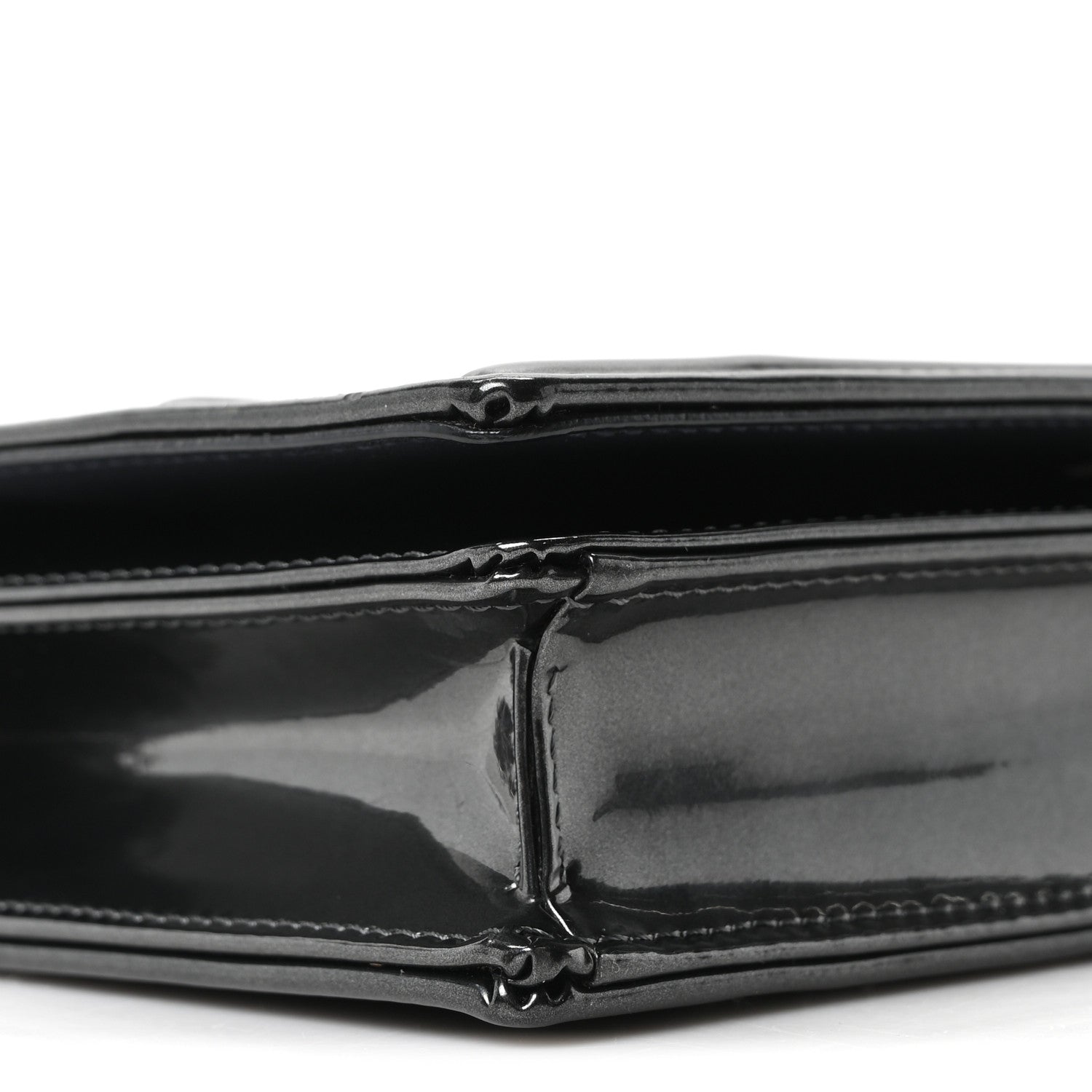 Christian Dior Metallic Patent Micro-Cannage Diorama Wallet on Chain Pouch Onyx Black 9 of 10