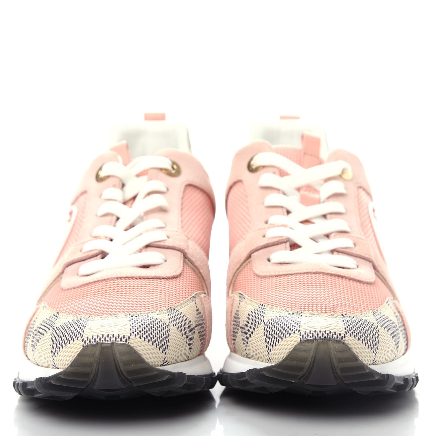 Suede Damier Azur Run Away Sneakers 38.5 Pink