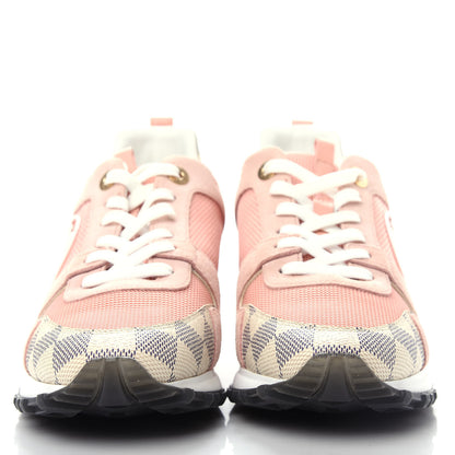 Louis Vuitton Suede Damier Azur Run Away Sneakers 38.5 Pink 2 of 10