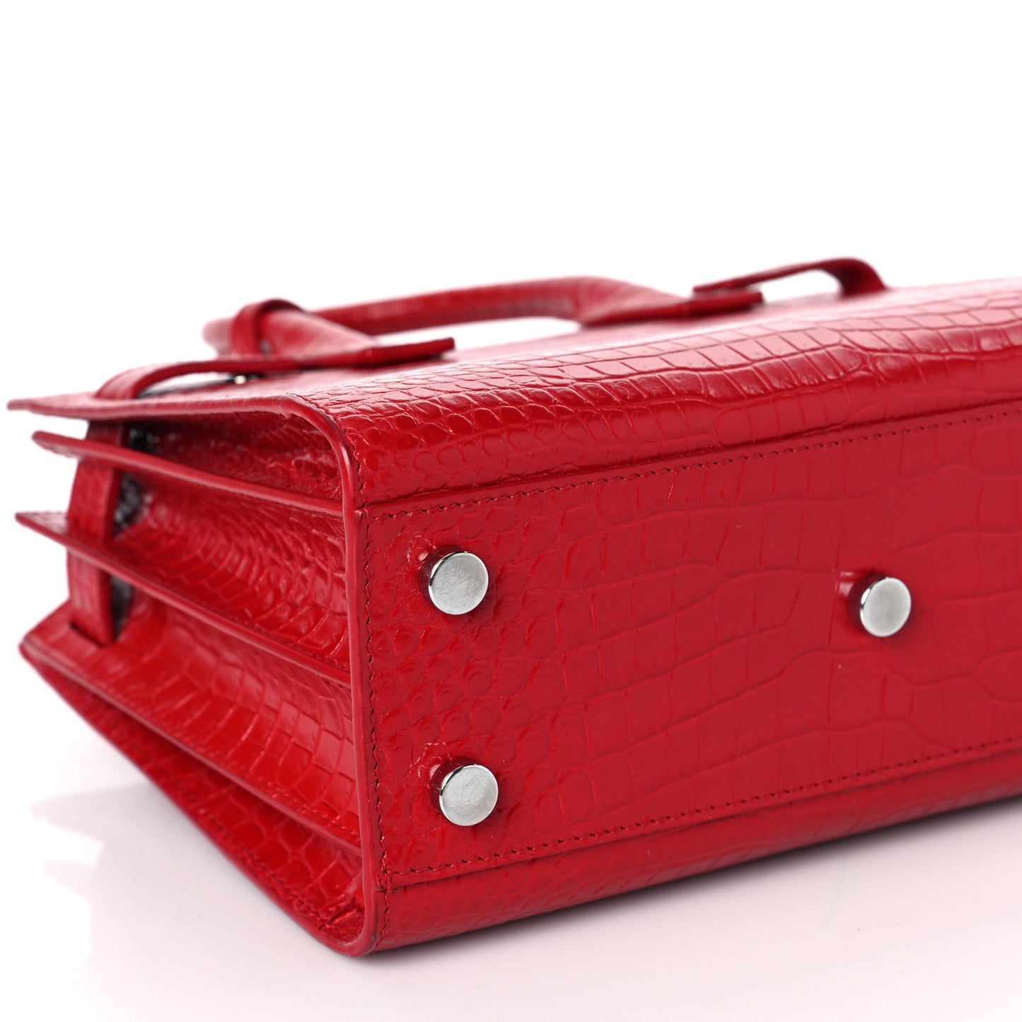 Calfskin Crocodile Embossed Nano Sac De Jour Red