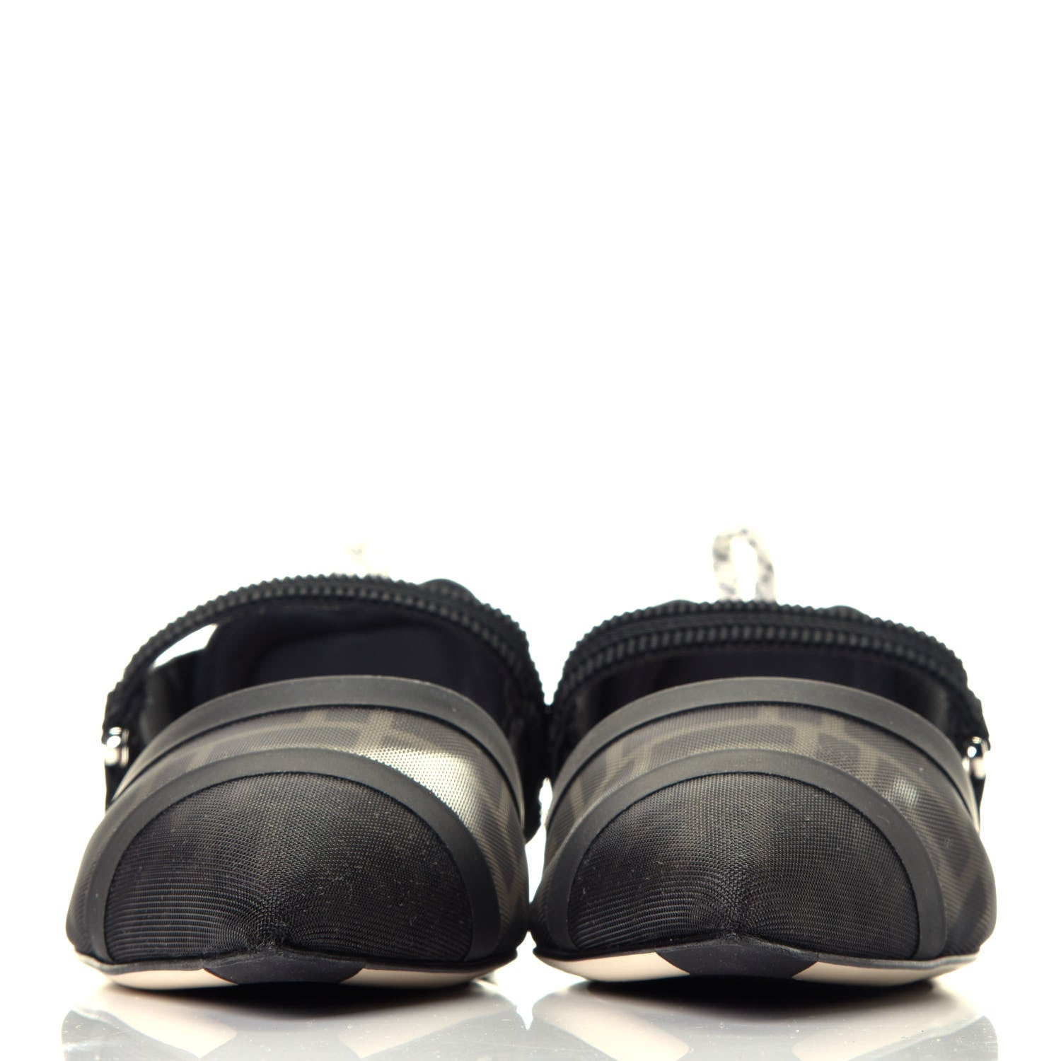 Fendi Technical Mesh FF Colibri Slingback Ballerina Flats 38.5 Black 2 of 7