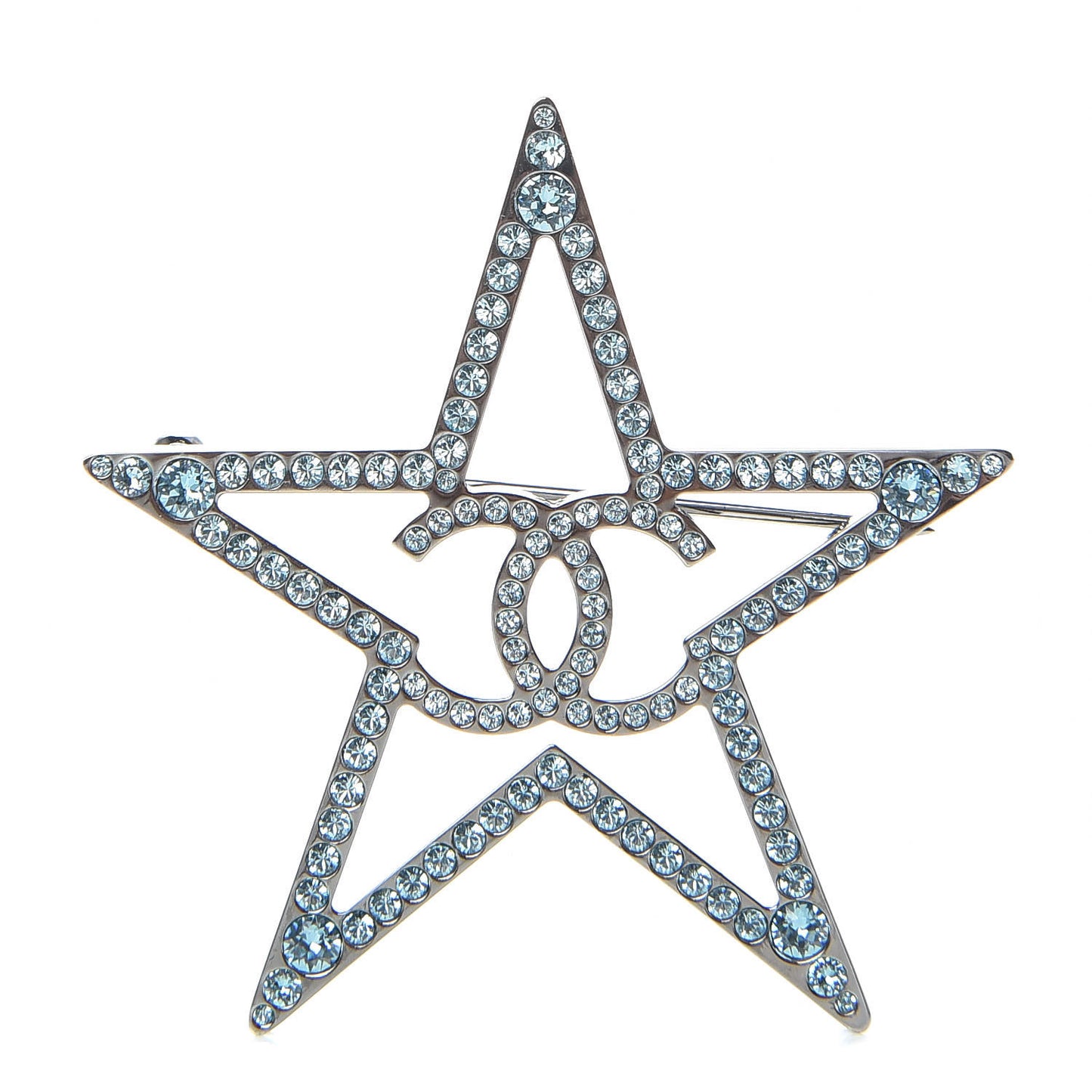 Ruthenium Crystal Star CC Brooch Blue