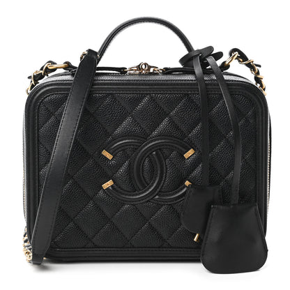 Chanel Caviar Quilted Medium CC Filigree Vanity Case Black 1 of 10