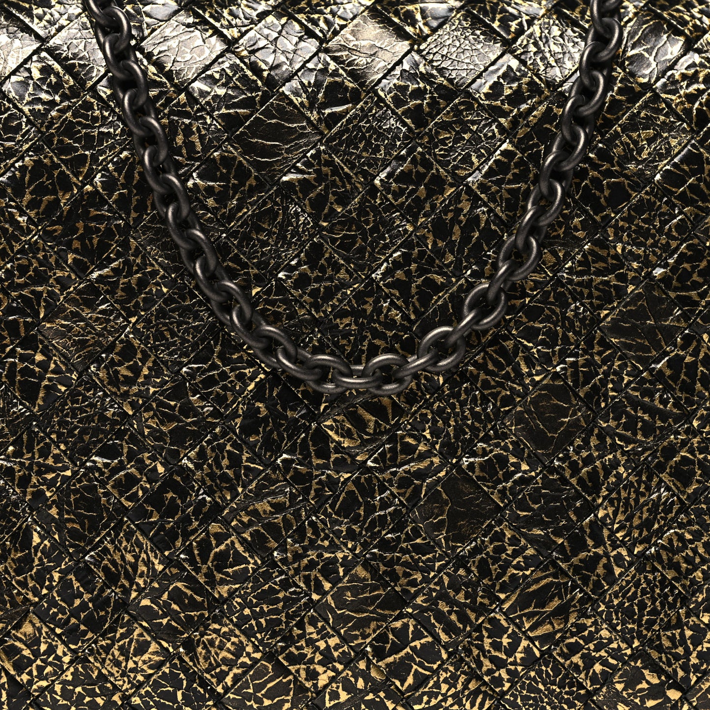 Metallic Nappa Intrecciato Chain Wallet Gold